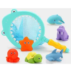Мультяшный детский набор игрушек для ванной, распыление воды, сжимаемое звучание, игрушки для детей, поплавок, водная ванна, резиновая