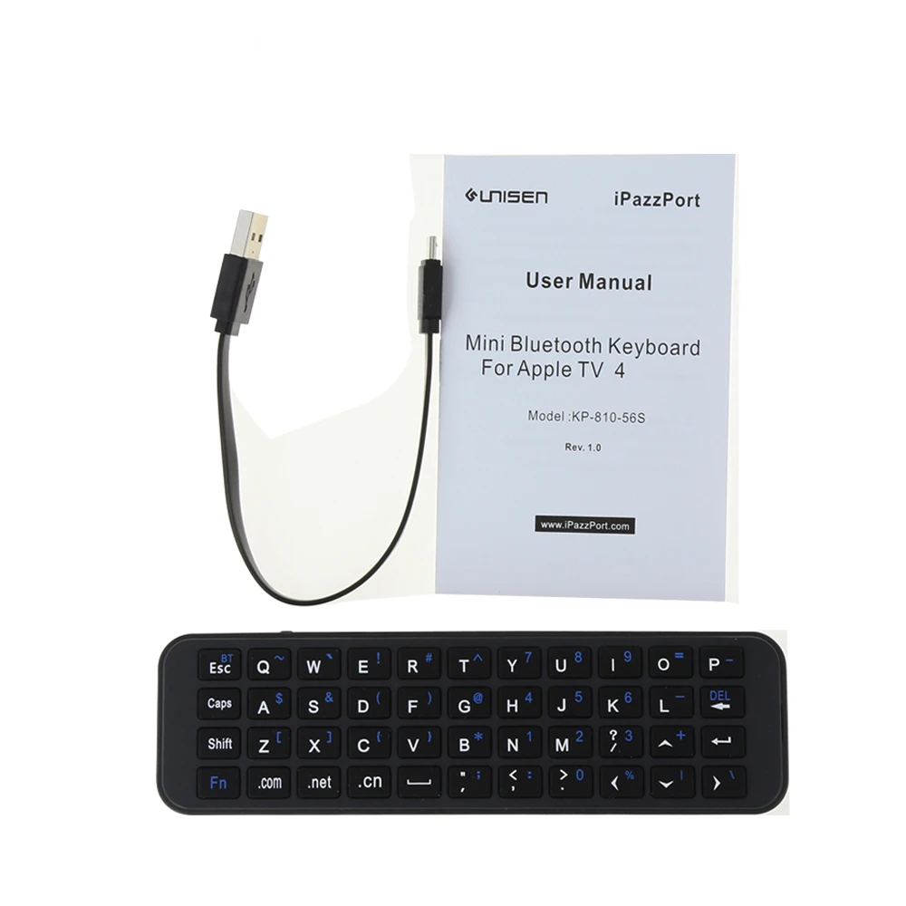 IPazzPort Мини Беспроводной 4.0 Bluetooth клавиатура для Apple TV 4th раскладка клавиатуры QWERTY