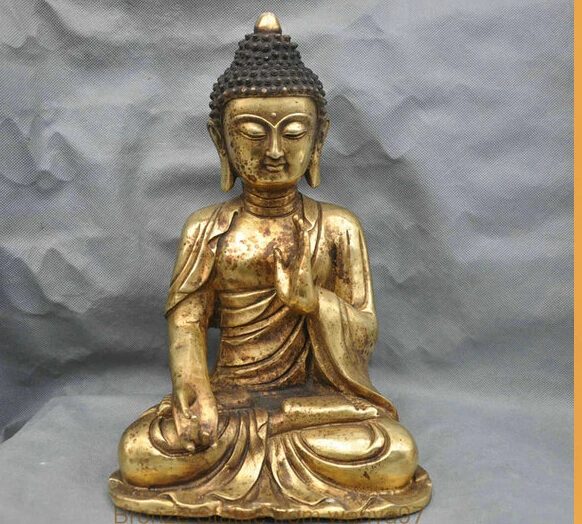 

13'' China Tibet Tibetan Buddhism Temple Shakyamuni Buddha Bronze Statue