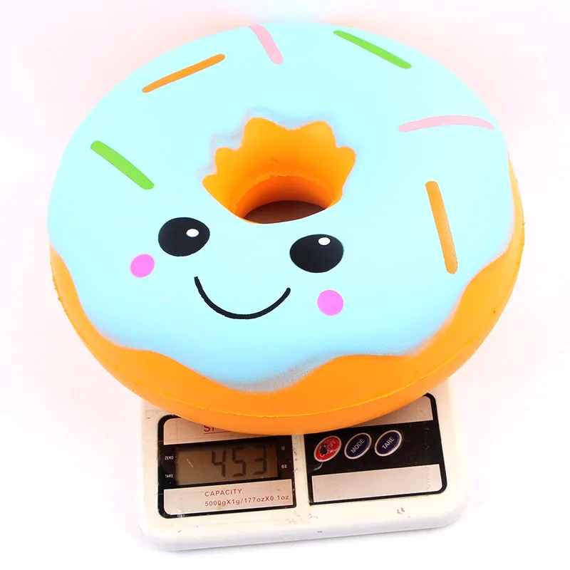 Kawaii 25cm Big Size Squishy Jumbo Smiling Face Donuts Charms Squeeze Toys Squishy Slow Rising Phone Strap Squishi Kid Juguetes