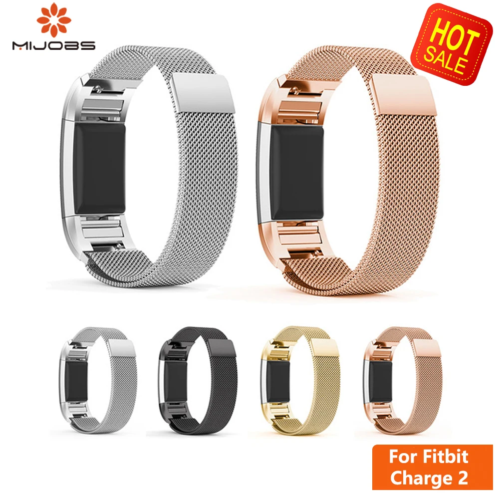 

Mijobs Magnetic Metal Strap For Fitbit Charge 2 Replacement Stainless Steel Wristband Smart Watch Band For Fitbit Charge 2 Band