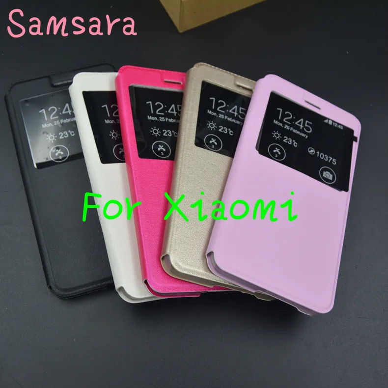 

Protective Cover Flip Case For Xiaomi mix 2 note 3 5x Clear window Mobile Phone Leather Sheath For Xiaomi Redmi 5 plus note 4x