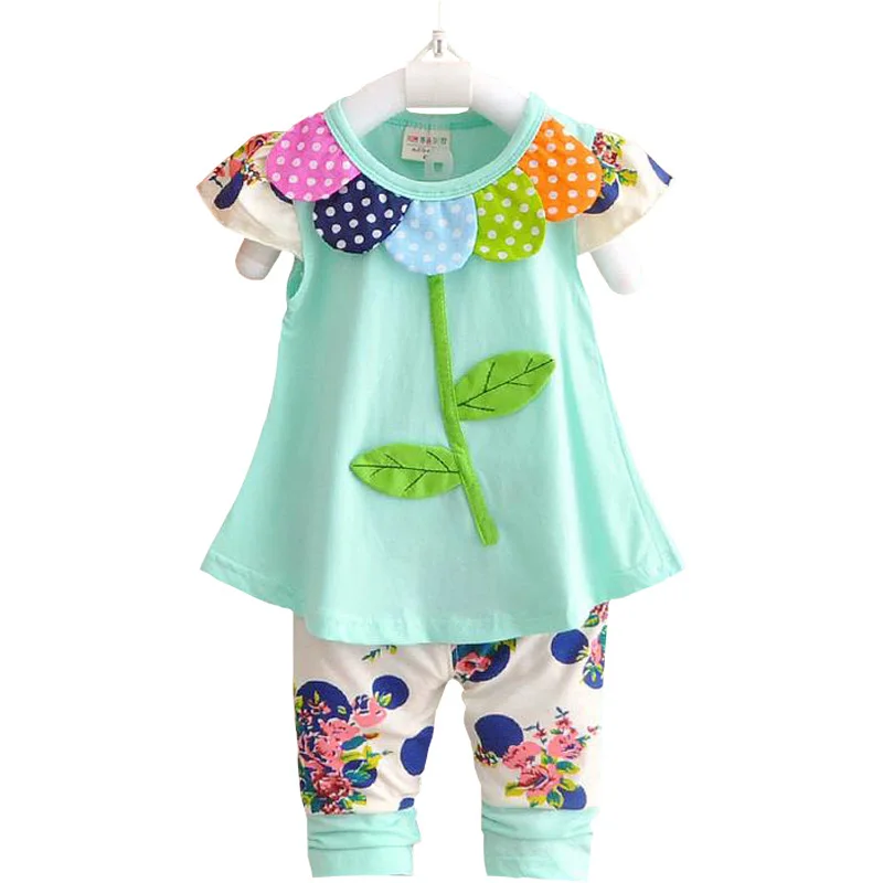 

Girls clothing sets 2018 summer Newborn clothes set cotton t-shirt pants suit baby infant short sleeves suits children girls set