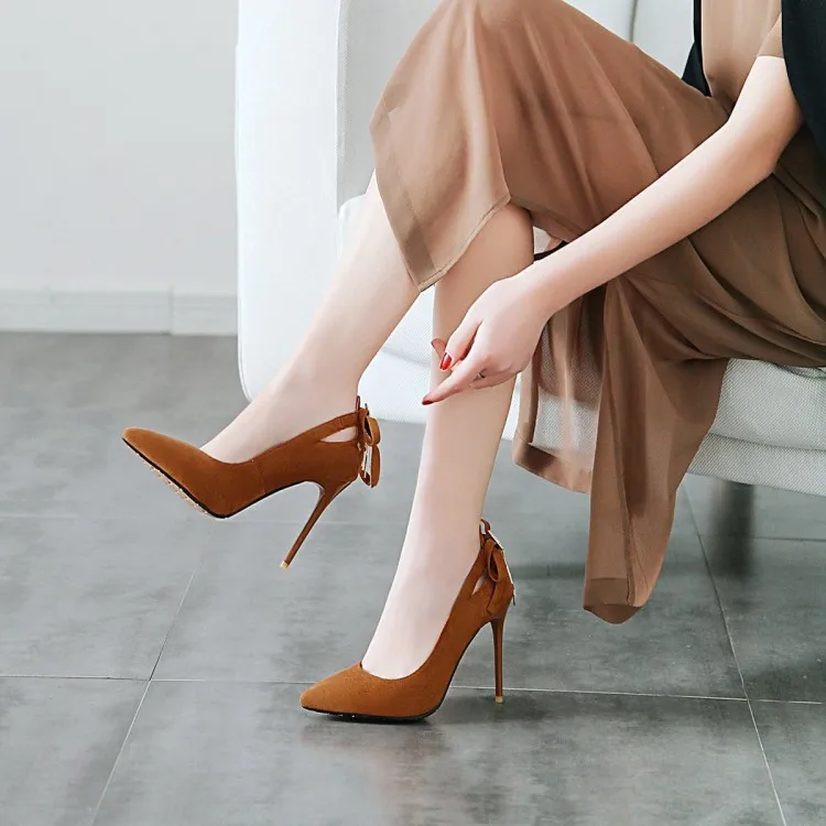 

Big Size 9 10 11-15 ladies high heels women shoes woman pumps Shallow mouth bow tip cover foot with thin heel