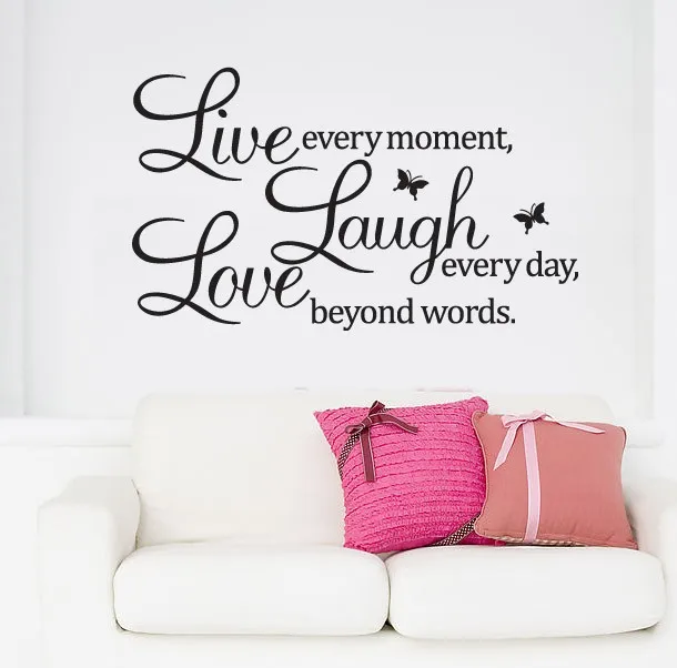 Free Shipping &quotLive Laugh Love Butterflies &quot Wall Decals /PVC Removable Art Home Stickers/Room Decor 50*70CM | Дом и сад