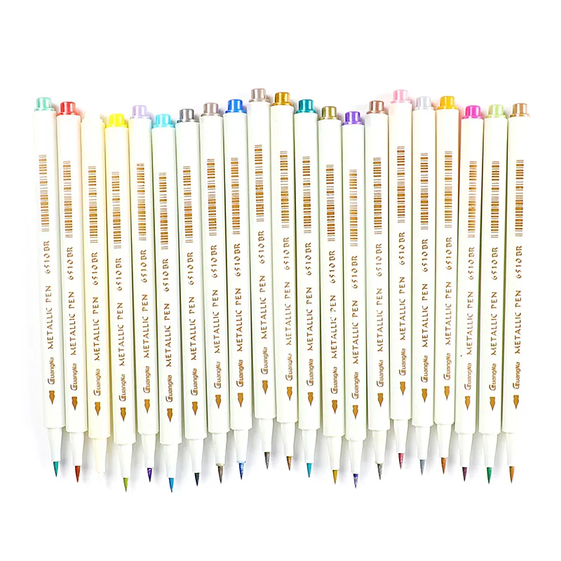 

20 Colors Sketch Metallic Marker DIY Calligraphy Brush Pen Manga Anime Art Markers For Drawing Painting Office School Supplies