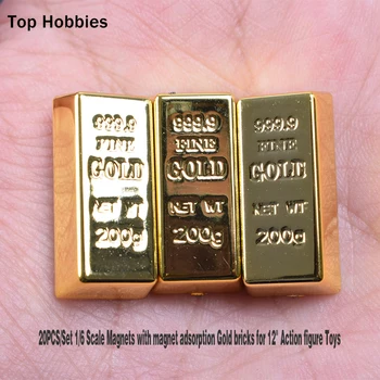 

20PCS/Set 1/6 Scale Shoe-shaped Gold bricks Magnets Model Gold Bars for 12" Phicen Action figure annex Doll Toys