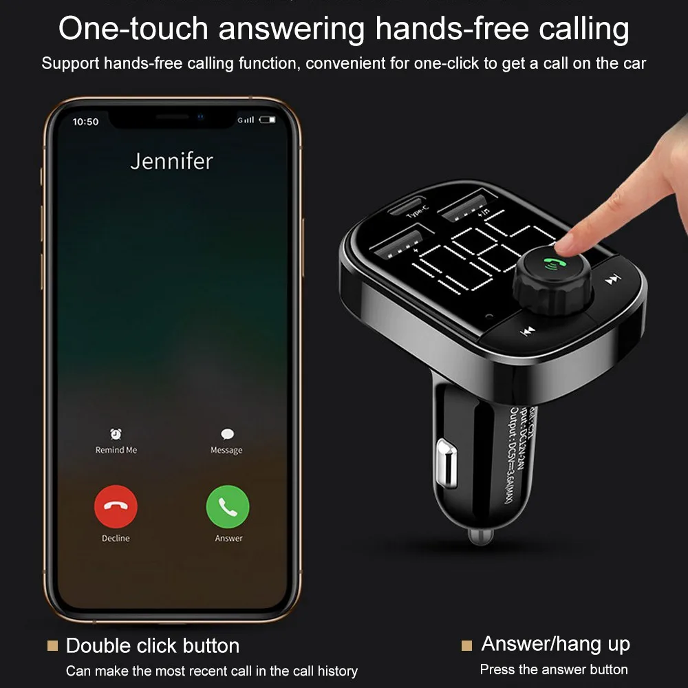 Автомобильный Bluetooth MP3 современный автомобильный MP3 Bluetooth плеер type-c Быстрая зарядка карта двойной USB Bluetooth плеер без потерь качество звука