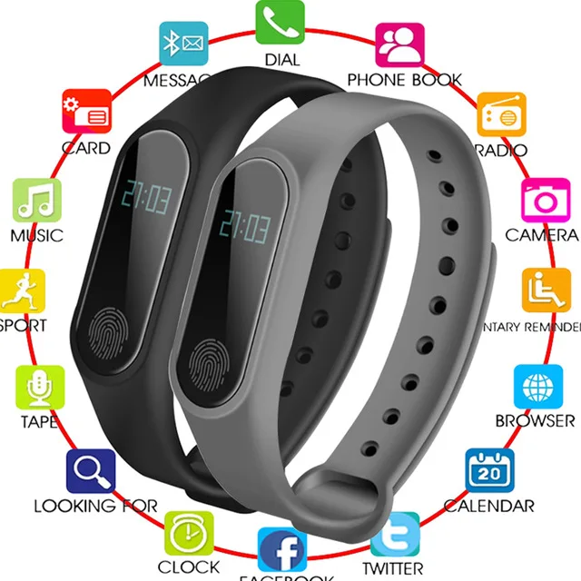 

New Smart Bracelet M2 HeartRate Bracelet Waterproof Sport Fitness Band Stepcount Message Smart Loop DJA99 Bluetooth Smart Watch