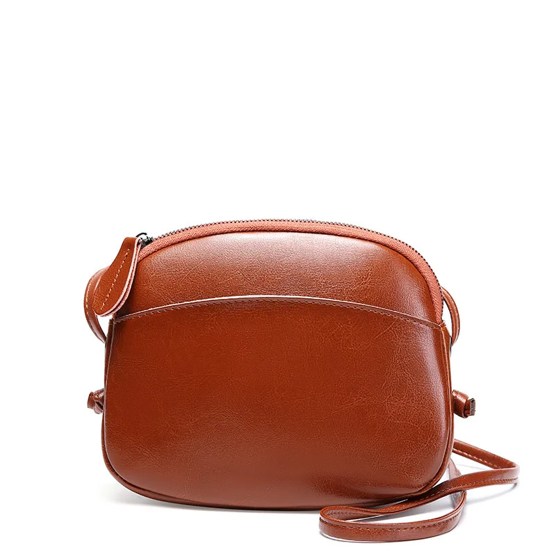 #*Cheap Simple mini shell design women #039;s shoulder bag handbag high quality oil wax leather large capacity new soft face ladies bag
