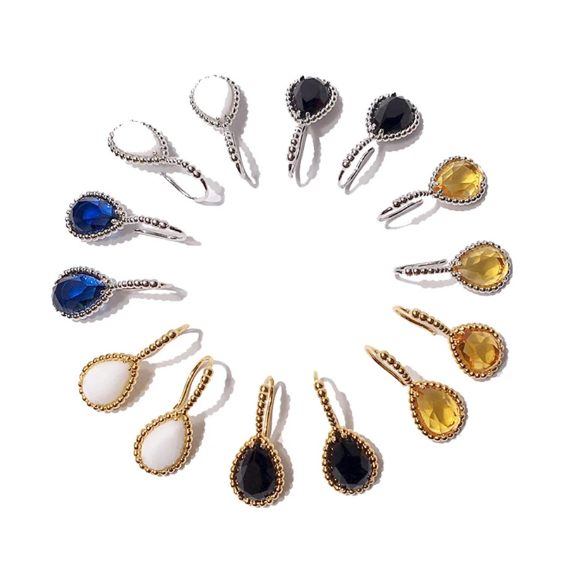 

Twins Waterdrop Crystal Earrings for Women Top Quality 2 Colors Gold color Plated Charm Pendant Earring Factory Price Wholesale