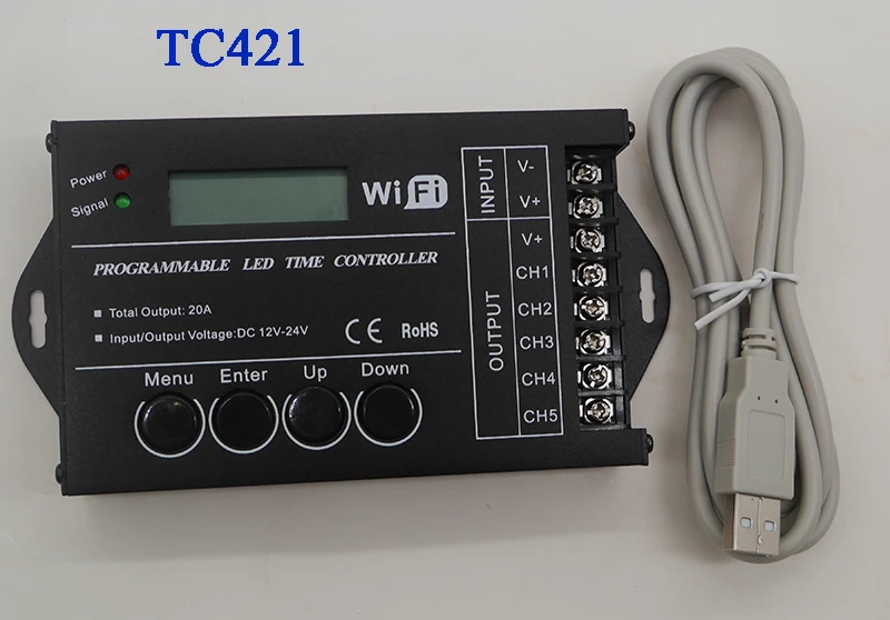 Программируемое Время программируемый RGB светодиодный контроллер DC12V/24 V 5 общего канала Выход 20A общий анод TC420/TC421