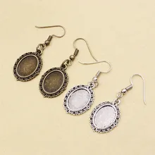 Fit 10x14 мм кабошоны овальная пустая Установка ободок пустая основа для кабошона для серег для DIY серьги подарок 10 пар/лот K05400