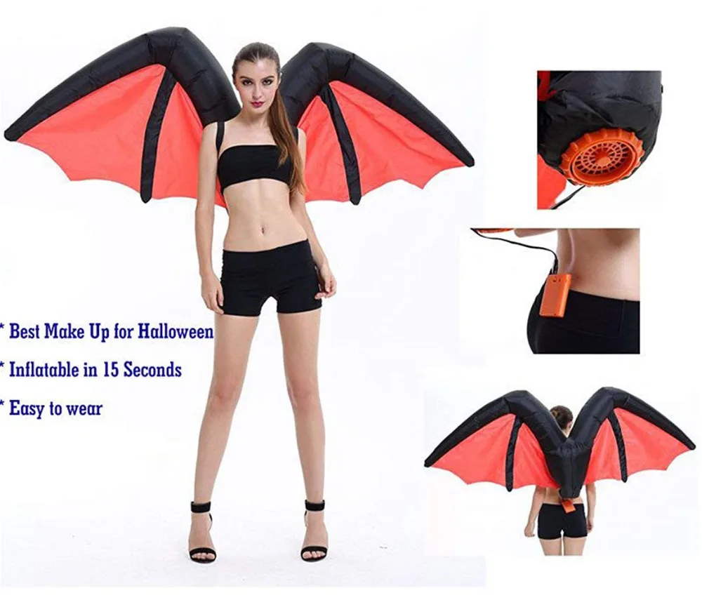 Надувной костюм унисекс для мужчин и женщин с крыльями летучей мыши, черного цвета, радуги, для взрослых, дьявол, воздушный удар, необычные, для фотосессии, для Хэллоуина, вечерние, для косплея