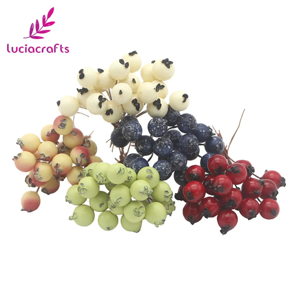 Lucia crafts, 50 шт./лот, искусственные фруктовые ягоды, гранат, вишня, тычинка, для свадьбы, дома, Рождества, декоративные, A0601
