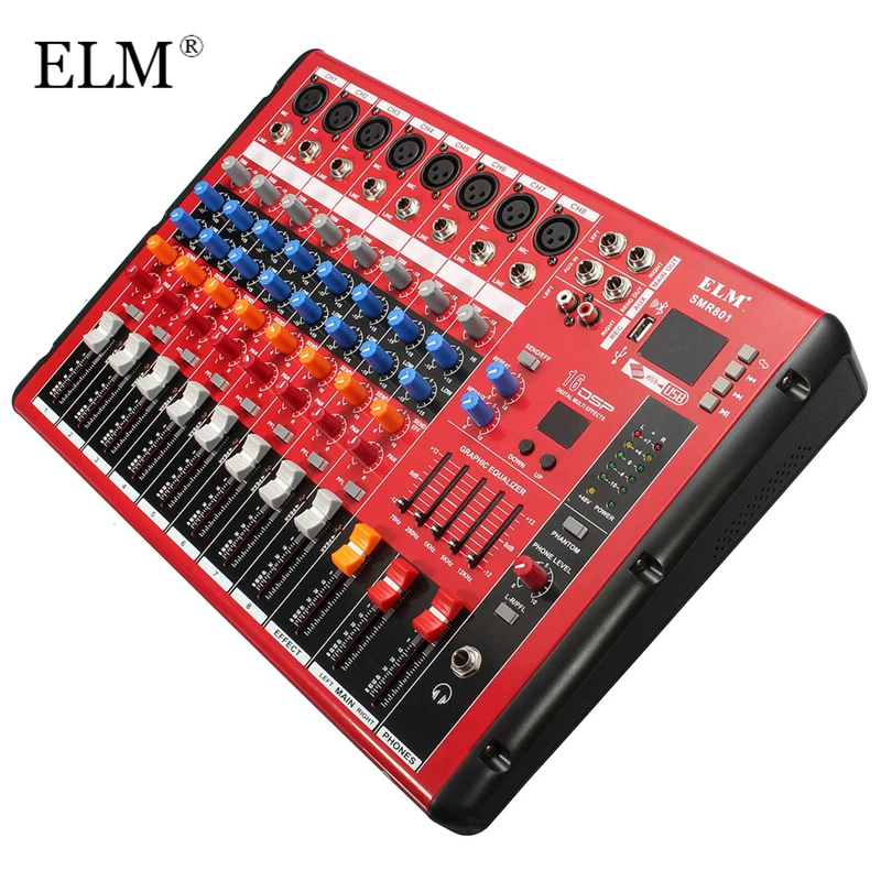 

ELM Professional bluetooth DJ Audio Sound Mixing Console 8 Channels Digital Sound Mixer For DJ Concert Audio Post-Processing