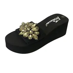 SAGACE лето весна женские Кристальные клинья сандалии тапочки пляжная обувь высокого качества простая обувь для отдыха круглый носок обувь Ja17