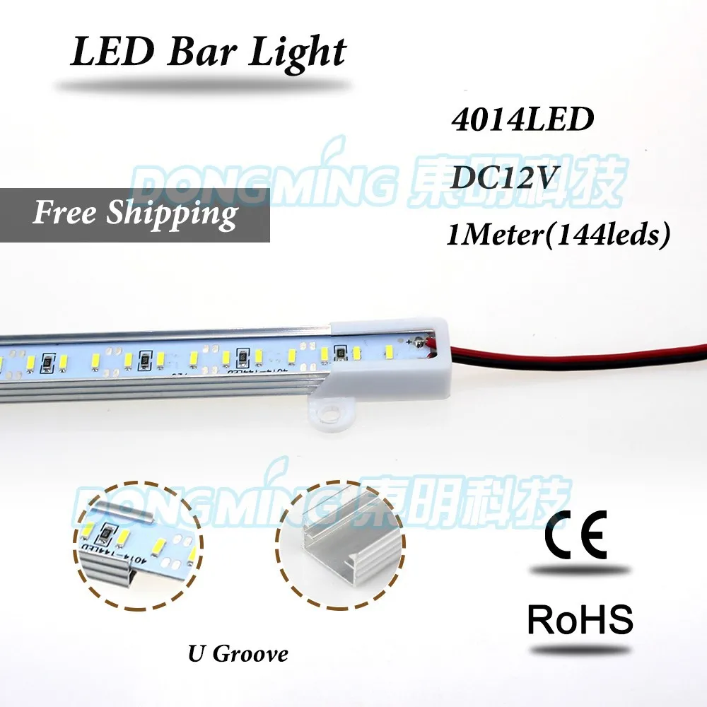 Алюминий U/V Профиль 1 м LED Жесткий полосы 4014 SMD 144 СИД Luces бар свет 12 В кухня ювелирные витрина свет холодный белый