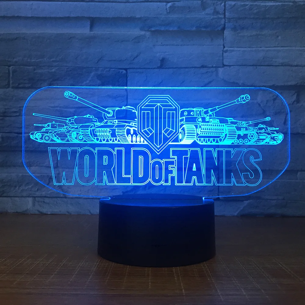 World Tank Car 3D ночник Иллюзия 3d светодиодный LED 7 цветов changingTouch настольная лампа для ребенка подарок на день рождения Прямая поставка