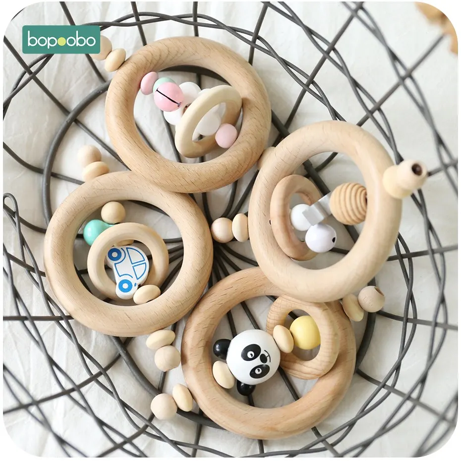 Детские игрушки из Букового дерева Bopoobo деревянные колечки для прорезывания