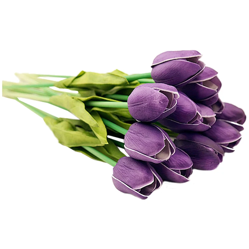 25pcs PU Tulip Artificial Flowers for Wedding Home Decorative purplein
