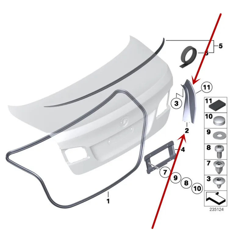Автомобильный багажник Сливная крышка 520 525i 2009-2016b mw528 530LE 535 F10 F18 M5 серии задняя крышка заднего фонаря доска уплотнительная лента руководство