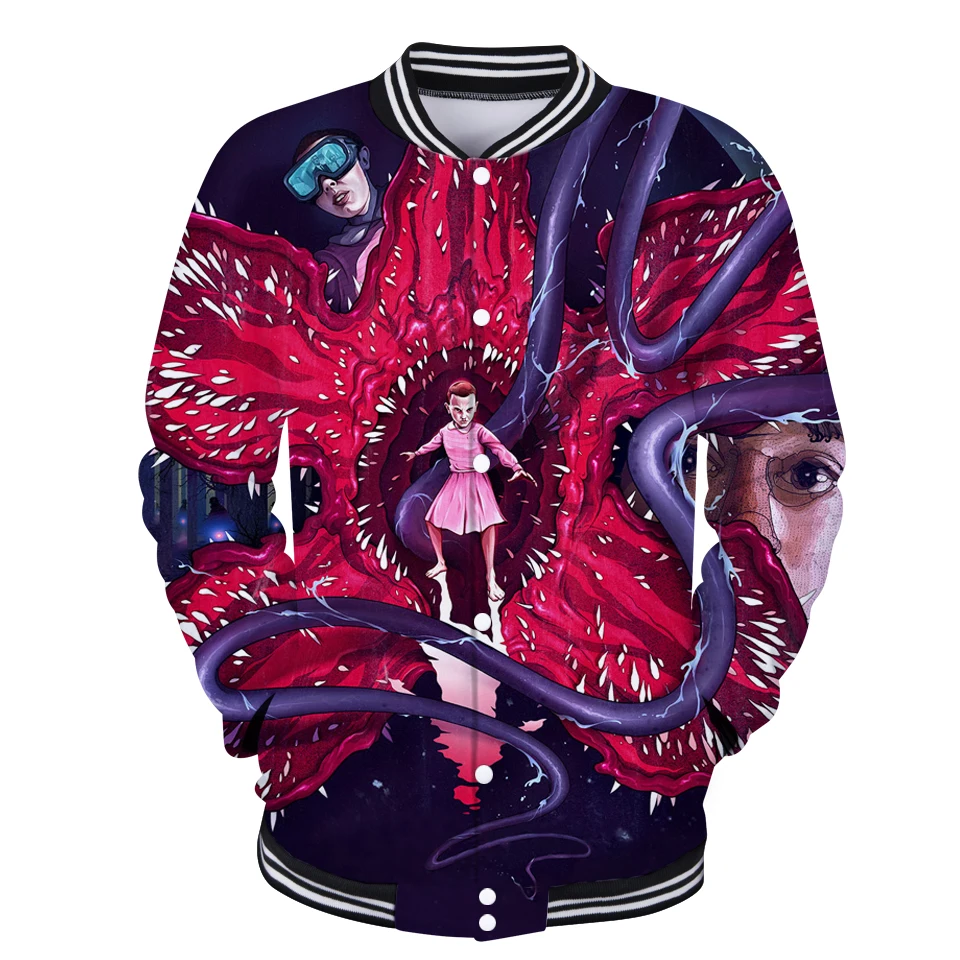 

New Strange Things 3D Print Loose Baseball Jacket Top TV Show Women/Men Fashion Collage Casual Baseball Jacket