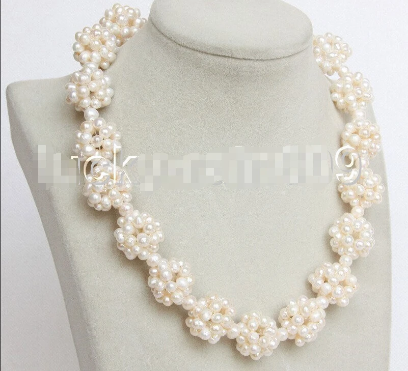 

shipping NEW 17" 17mm white Freshwater pearls beads ball necklace E9351 (A0325)