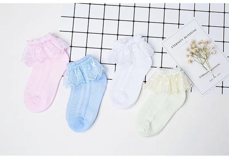 10 пара/лот, Короткие Носки ярких цветов в стиле ретро с кружевами и рюшами Детские носки принцессы для маленьких девочек, детская одежда