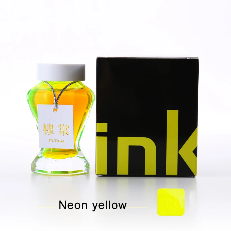 1 шт. большая емкость 50 мл стеклянная чернильная Бутылка Для авторучки 9 цветов на выбор хорошие неуглеродистые цветные чернила школьные принадлежности - Цвет: neon yellow