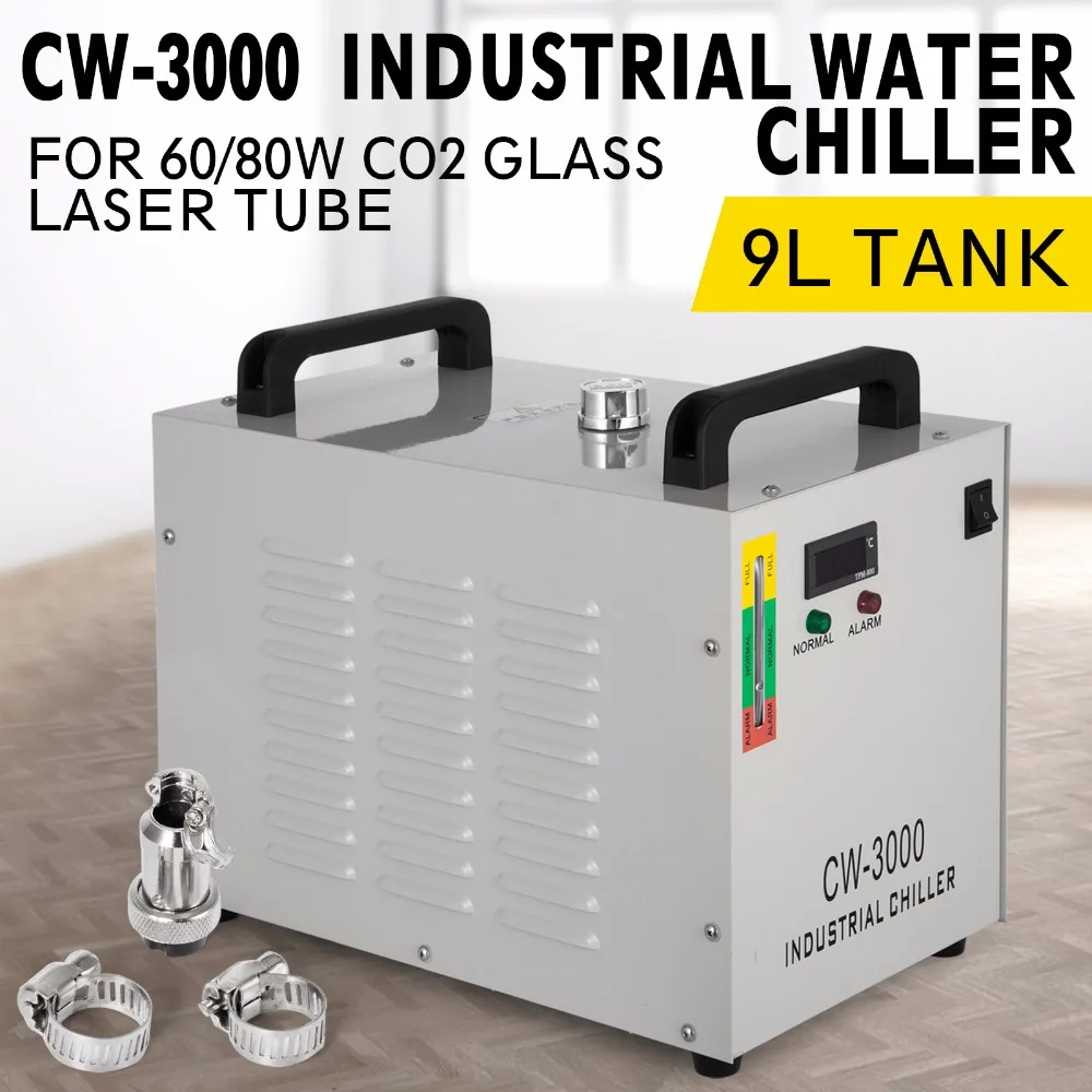 220V 60W CW3000 Thermolysis промышленный водяной охладитель для 60/80W CO2 стеклянная трубка США!