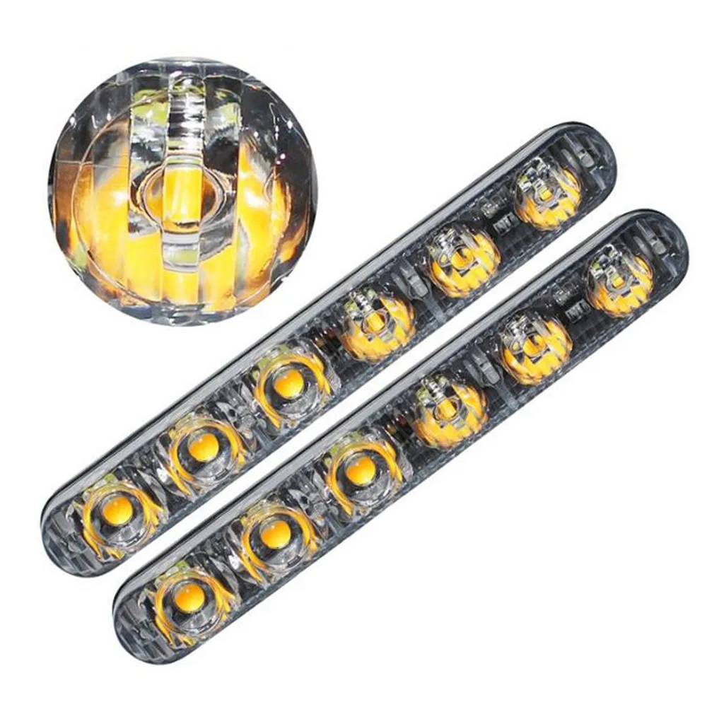 2 قطع جديد النهار تشغيل ضوء 6LED تدفق المياه القيادة LED ضوء سباق الخيل اللونين تسليط الضوء مع بدوره إشارة