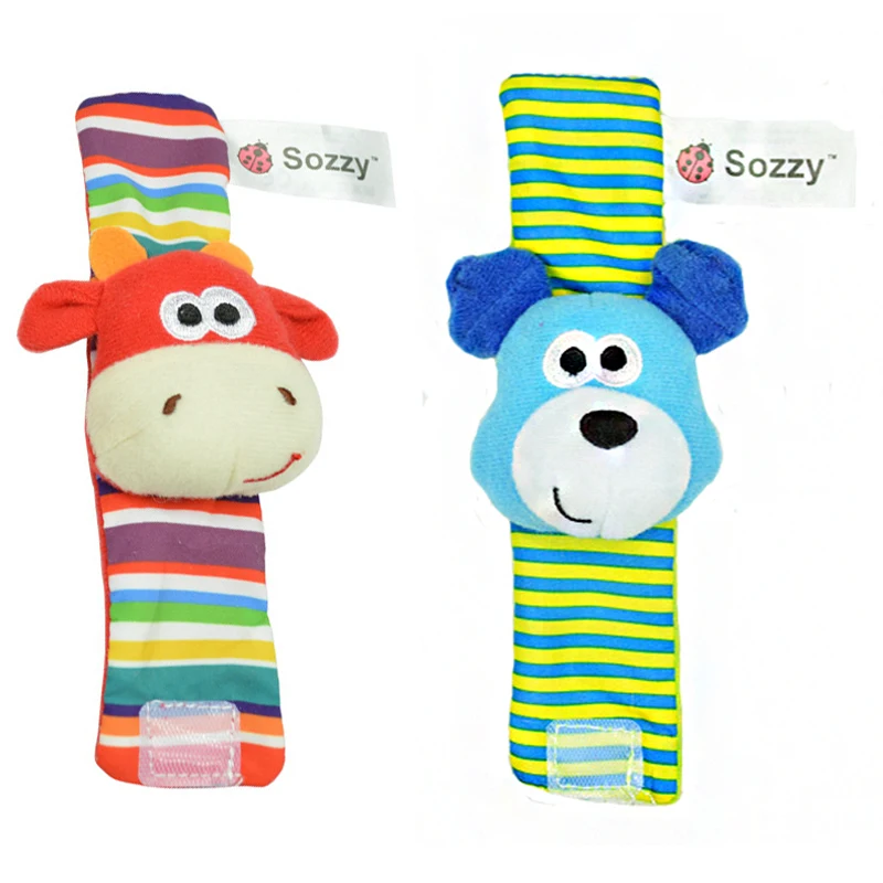 4 шт./партия, детская игрушка для мальчиков и девочек, детский браслет-погремушка, носки для ног, плюшевые носки для новорожденных(YYT121-YYT123