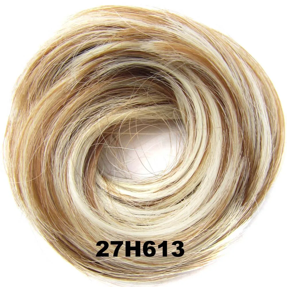 Oubeca синтетические гибкие волосы булочка для наращивания прямой пончик-шиньон эластичные резинки для Волос обертывание для наращивания конского хвоста для женщин - Цвет: 27H613