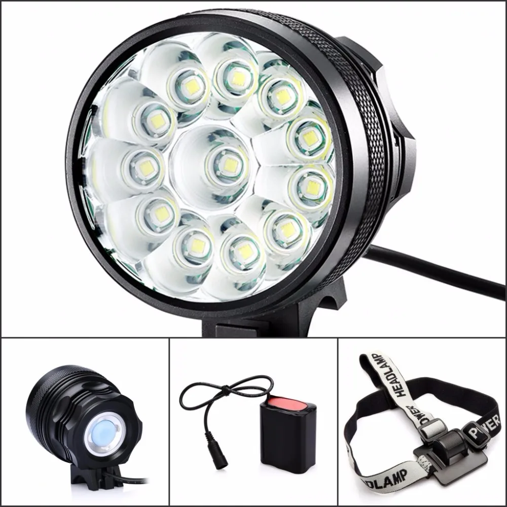 

18000LM 12*Cree XM-L T6 3 Modes Bike Bicycle Light Headlight Headlamp Flashlight 12T6 with 6x18650 Battery Pack Charger