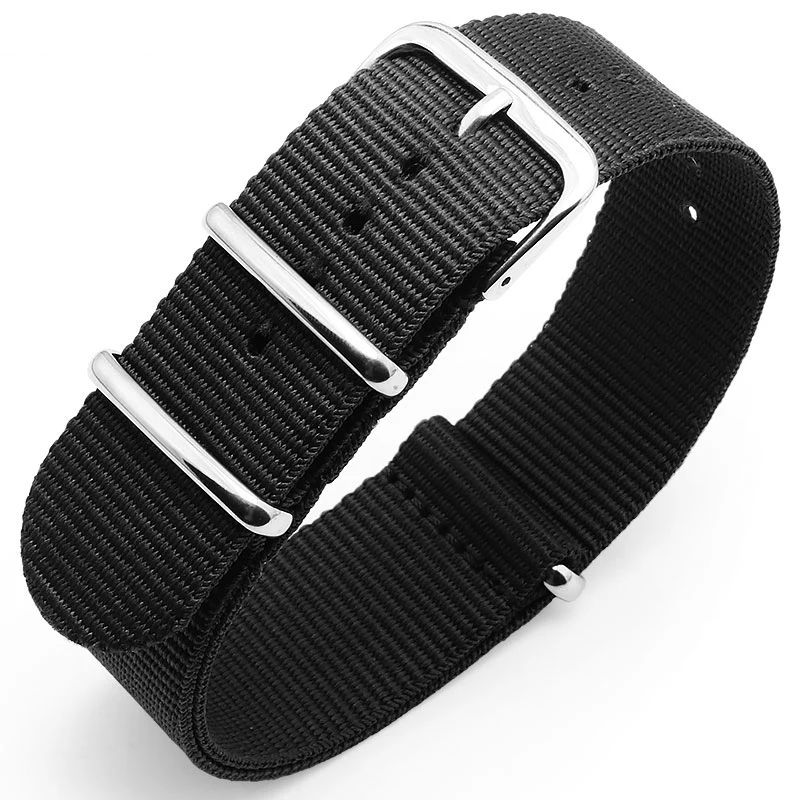 

NATO canvas nylon watchband men's watch belt 18 20 22 24mm Black Army Sports nato fabric Nylon watchband Watch Strap accessories