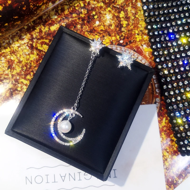 Женские серьги Aiffry серьги-капельки в Корейском стиле с жемчугом виде звезд и лун