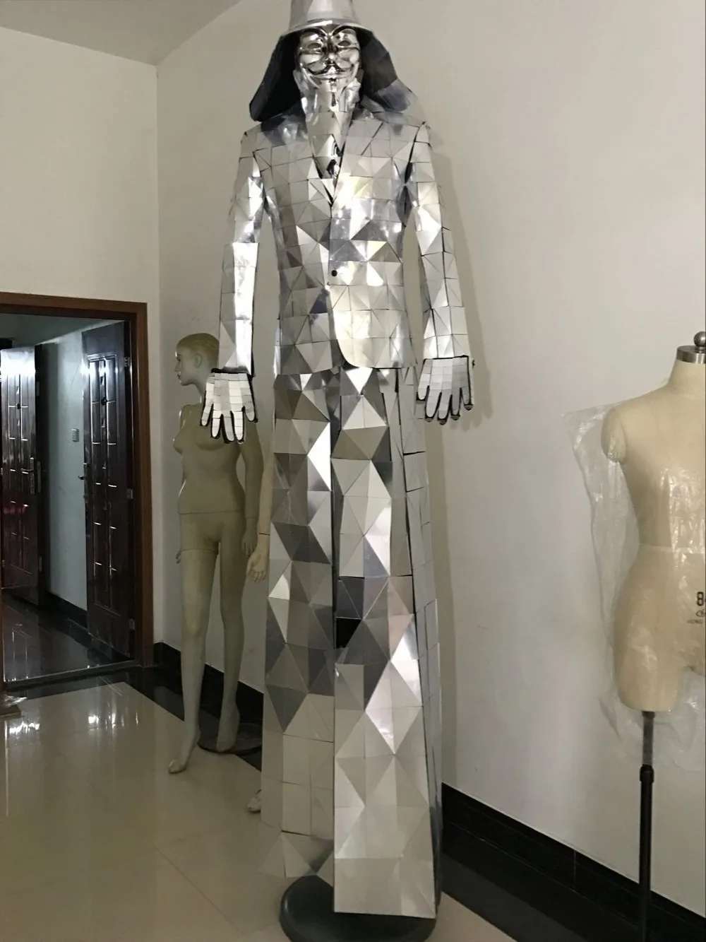 Зеркальный костюм ходунки для мужчин и женщин представлений|costume robot|stilt walkerswomen
