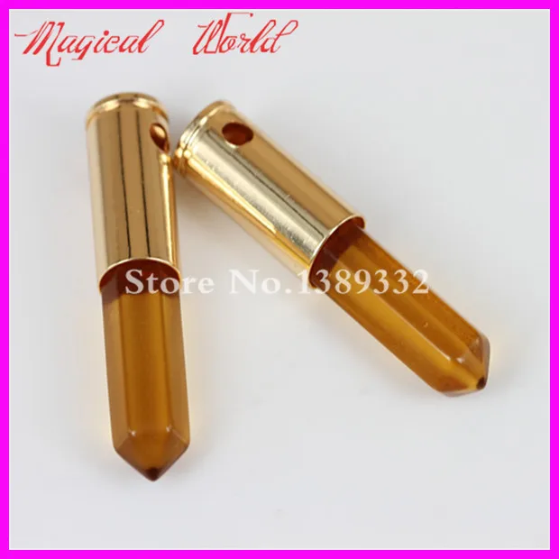 

2Pc Nature Quartz Point Bullet Pendant Hexagon Quartz Gems Druzy Pendant Gold Color Casing Pendant
