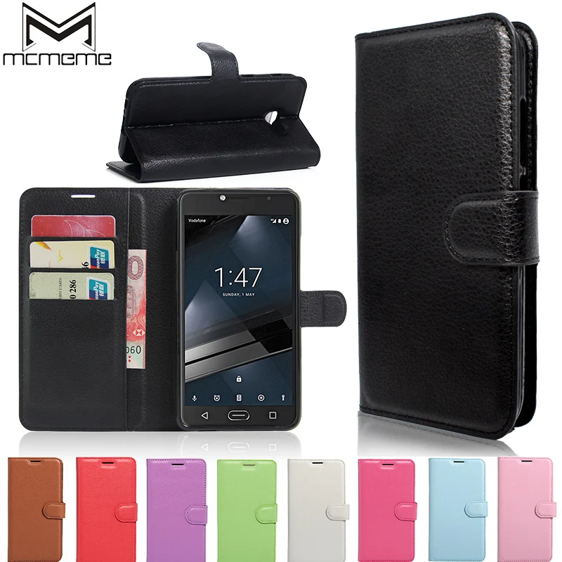 

MCMEME For Vodafone Smart Ultra 7 Case Cover 2016 Lychee Skin luxury flip PU leather wallet stand phone case For smart ultra 7
