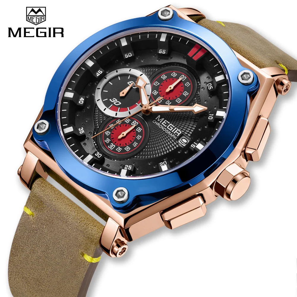 

MEGIR Men Fashion Quartz Watches Mens Casual Sport Waterproof Watch Man Multifunction Chronograph Wristwatch Relogio Masculino