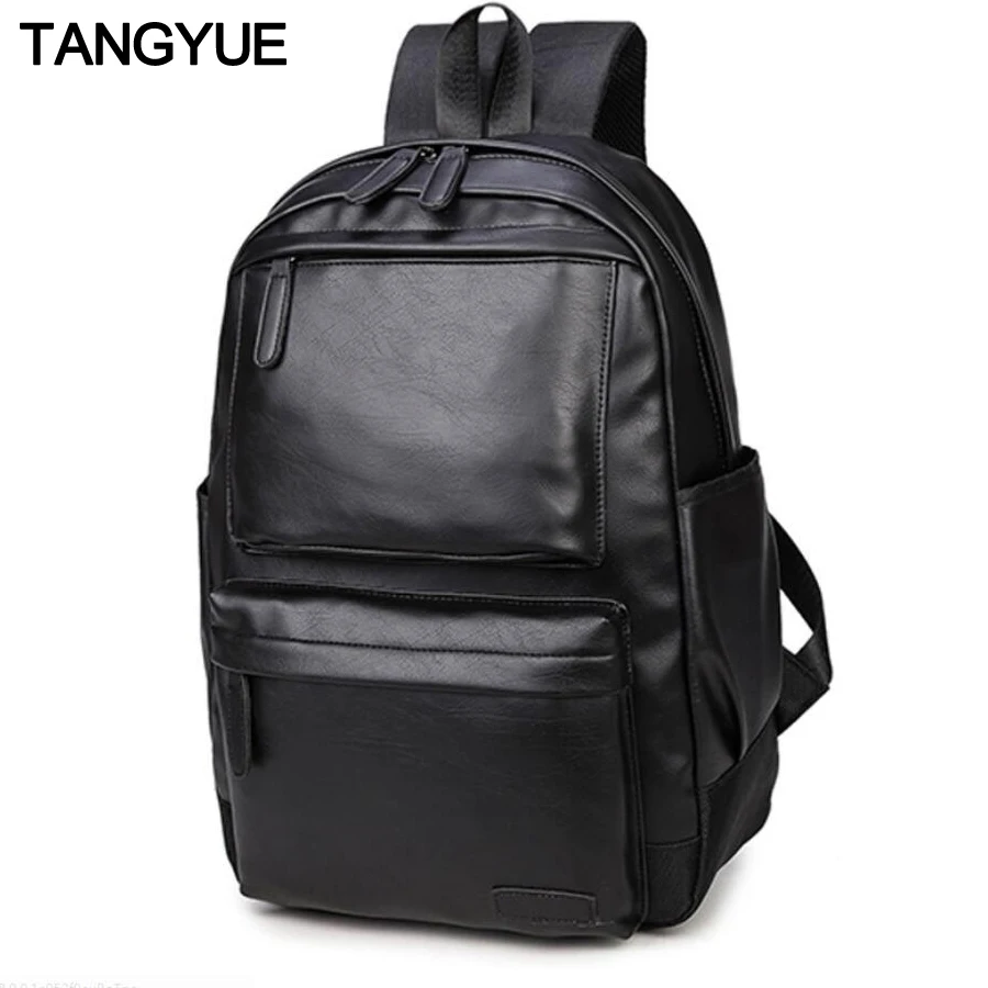 

TANGYUE Unisex Leather Men's Backpack Female for Laptop Male Back Pack Women Backpack Men Schoolbag for girls Bagpack sac a dos