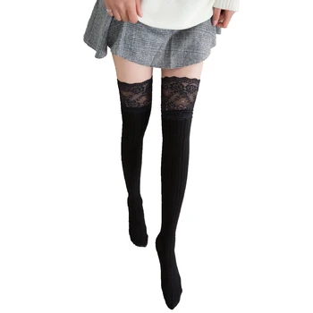 

Womens Over Knee Long Casual Ladies Stockings High Plain Cotton Overknee Stockings