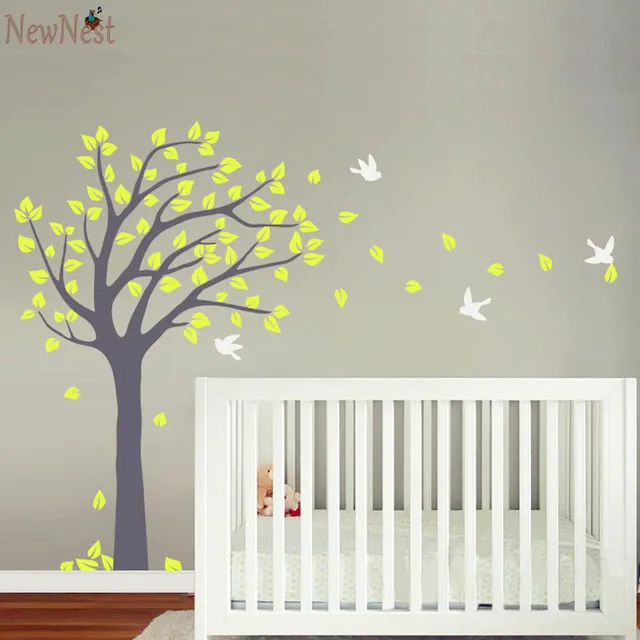 Nursery Tree Wall Decal Vinyl Sticker Ing Summer Nursery Tree Wall Decal Vinyl Sticker Ing Summer With Flying Birds Huge