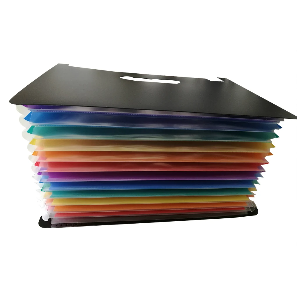 

Multi-Color Plastic A4 Accordion Document File Folder Organizer with Expandable Wallet Stand