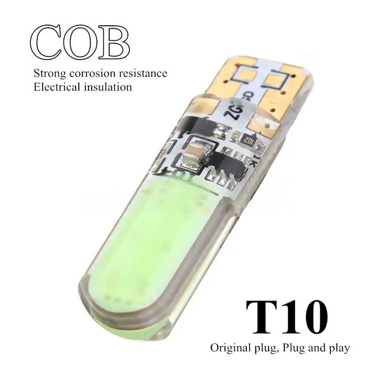 2pcs /set T10 W5W COB LED Car Silica Flash Strobe Width Light Bulb Ice Blue