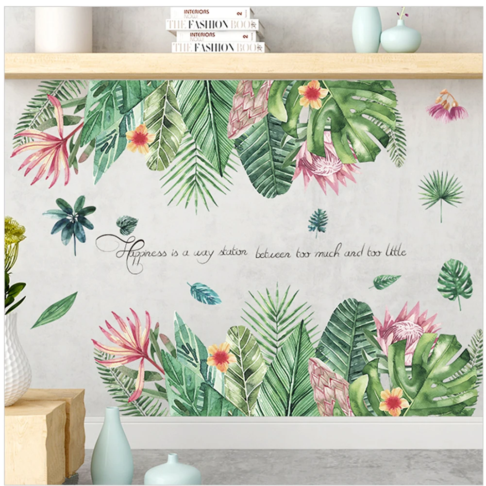 

PVC Living Room Bonsai Home Decor Removable Tropical Plant Kitchen Window DIY Antistatic Eco Friendly Self Adhesive Wall Sticker