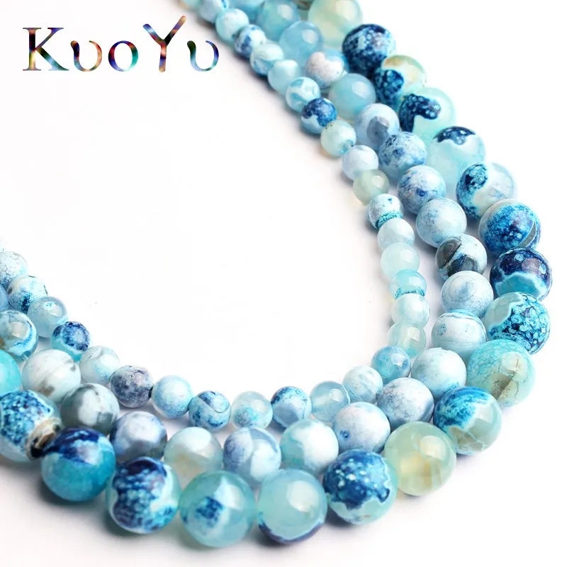Perles De Dragon De Feu Bleu 15 6 8 10 Mm Collier En Pierre Naturelle Perle Rondes Et Ample Pour La Fabrication De Bijoux Fait Maison Aliexpress