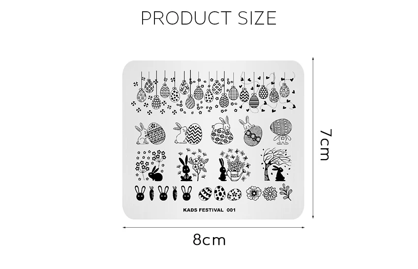 KADS Festival 001 прекрасный Пасхальный штамп для ногтей штамповка яйцо и Кролик шаблон изображения пластины милый ногтей штамп пластины