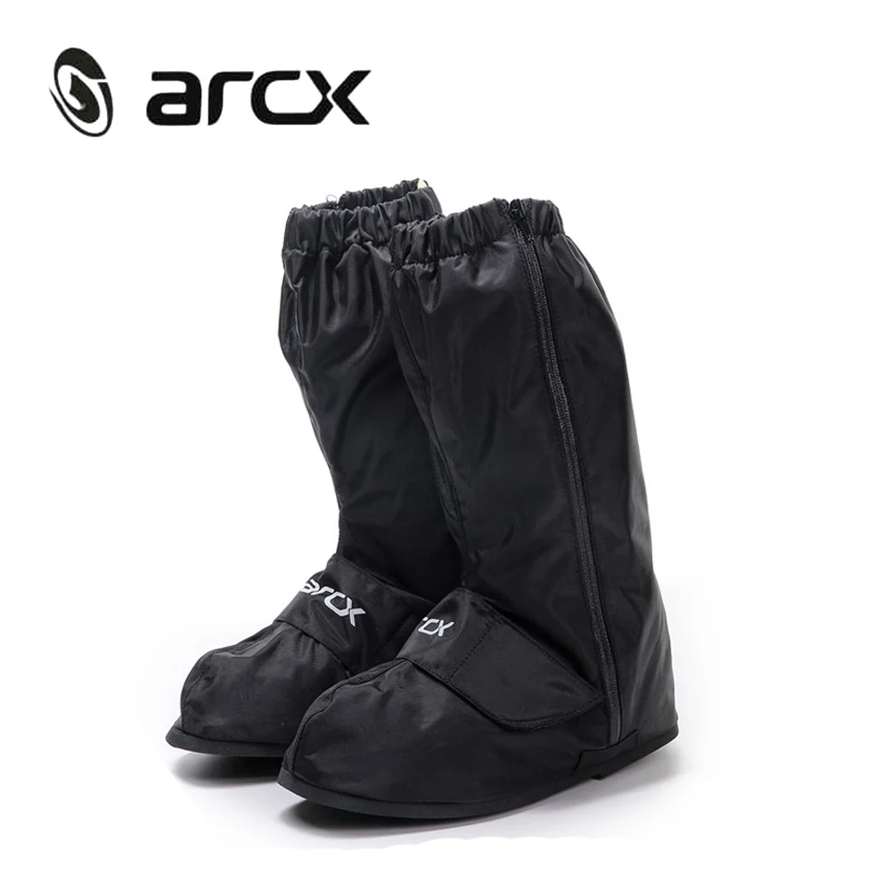 

ARCX Motorcycle Waterproof Rain Shoes Covers Adjustable Tightness Reusable Waterproof Non-slip Rain Black Shoes Boots Cover